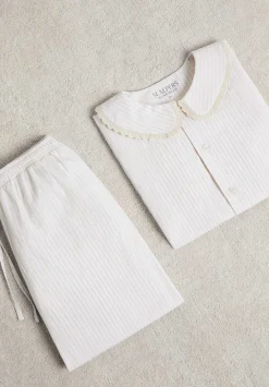 Scalpers Pajamas<Striped Pajamas With Embroidered Strip Neck