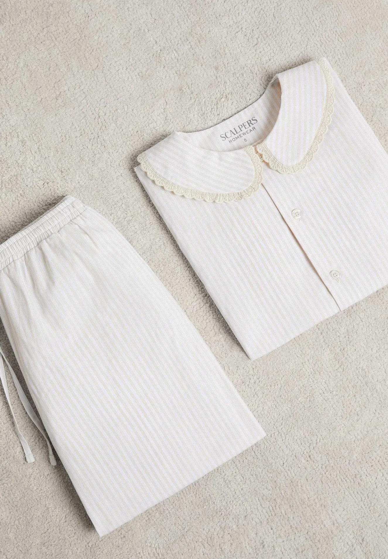 Scalpers Pajamas<Striped Pajamas With Embroidered Strip Neck