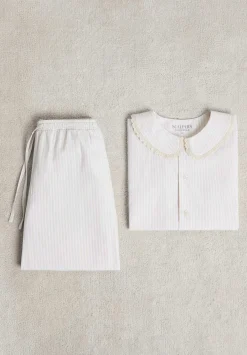 Scalpers Pajamas<Striped Pajamas With Embroidered Strip Neck