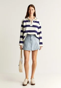 Scalpers Sweatshirts<Striped Polo Sweatshirt With Drawstring Neck