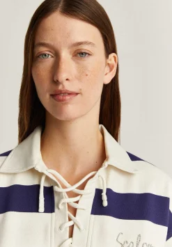 Scalpers Sweatshirts<Striped Polo Sweatshirt With Drawstring Neck