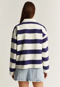 Scalpers Sweatshirts<Striped Polo Sweatshirt With Drawstring Neck