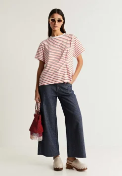 Scalpers T-Shirts And Tops<Striped T-Shirt With Pleated Detail