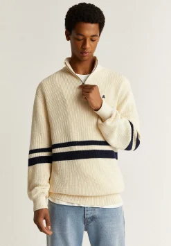 Scalpers Sweaters And Cardigans<Striped Zipper Neck Sweater