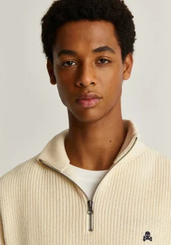 Scalpers Sweaters And Cardigans<Striped Zipper Neck Sweater