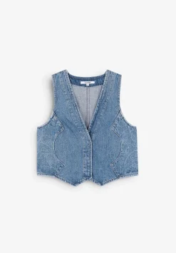 Scalpers Blazers And Vests<Textured Denim Vest