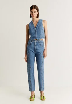 Scalpers Blazers And Vests<Textured Denim Vest