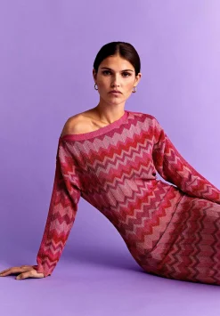 Scalpers Dresses<Zigzag Lurex Knitted Midi Dress