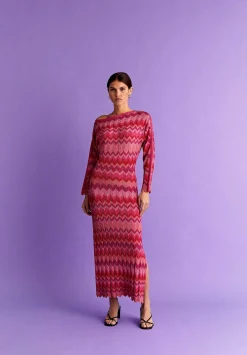 Scalpers Dresses<Zigzag Lurex Knitted Midi Dress